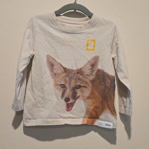 GAP National Geographic Photo Ark Kit Fox Long Sleeve Shirt Size 3 T